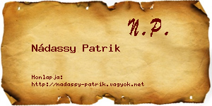Nádassy Patrik névjegykártya