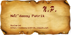 Nádassy Patrik névjegykártya